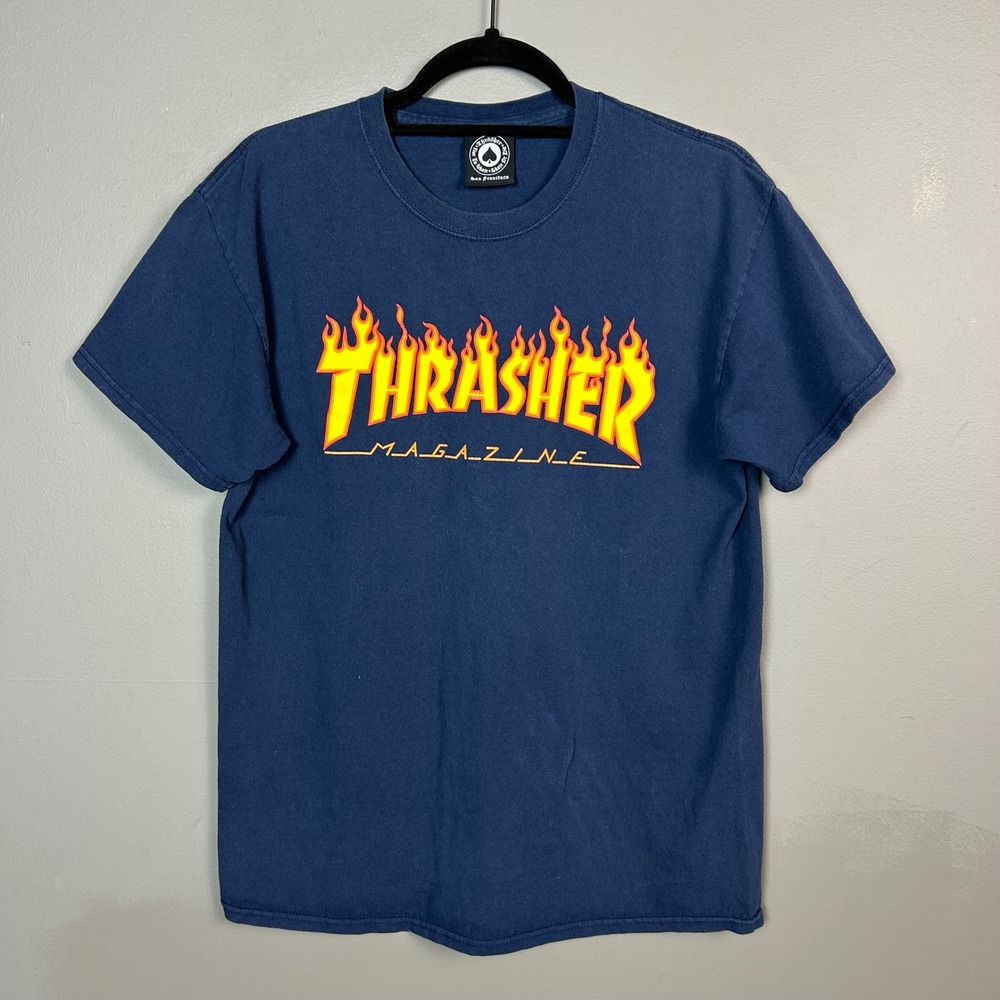 Y2k Thrasher Magazine T-shirt Mens Medium Flame Logo Graphic Cotton Tee